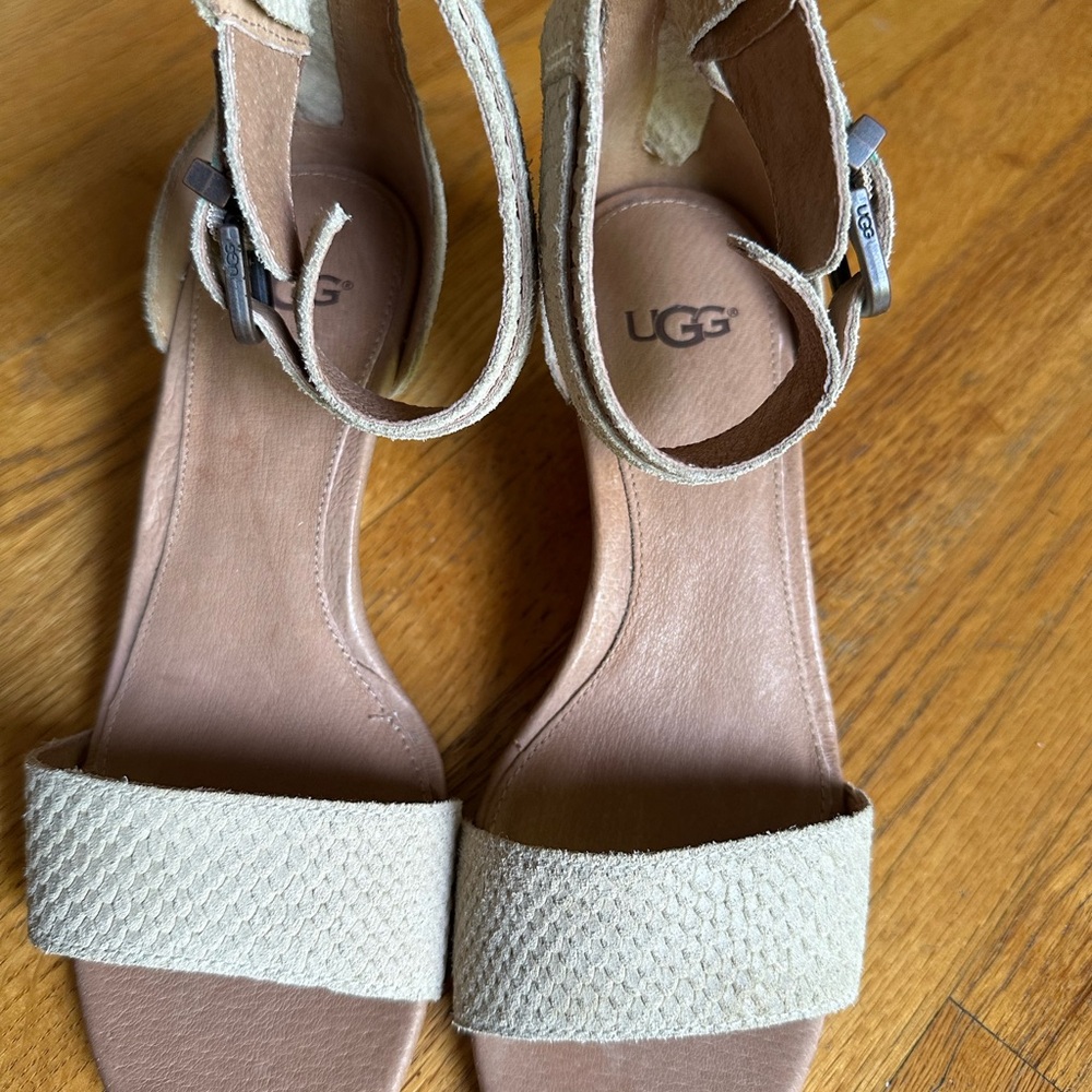 UGG Cream Sandals with Textured Strap